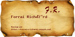 Forrai Richárd névjegykártya